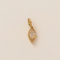 Golden stainless steel circular pendant featuring a marquise-cut white crystal stone - October Birthstone Pendant