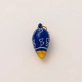 Detailed macro view of blue teardrop flower pendant with gold plated metal link - No.1 Dark Blue Jar Pendant