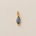 Polished gold stainless steel pendant featuring a marquise cut blue gemstone inlay - December Birthstone Pendant