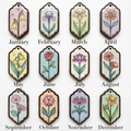 Set di 12 ciondoli vintage con fiori di nascita mensili in finitura oro 18 carati - Fiore di Gennaio