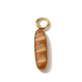 Close-up of a detailed baguette-shaped pendant charm with gold ring attachment - Baguette Bread Pendant