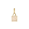 Dettaglio del ciondolo a borsa placcato oro 18K con smalto beige e logo del marchio inciso - Ciondolo Borsa Regalo Solo (Senza Catena)