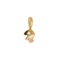 Dettaglio del ciondolo a biscotto della fortuna dorato con etichetta rosa good luck - Ciondolo Biscotto della Fortuna Solo (Senza Catena)