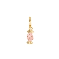 Ciondolo a forma di caramella in smalto rosa placcato oro con cristalli - Ciondolo Caramella