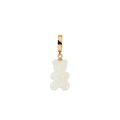 Ciondolo a forma di orsetto traslucido iridescente con chiusura placcata oro 18 carati - Ciondolo Orso Bianco
