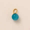 DIY zircon bead pendant with round blue stone and gold metal ring for jewelry making - Chalcedony Design