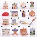 Artistic collection of 16 ceramic charms featuring easels palettes and oil paint tubes - 1 Easel Stand
