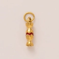 Detail view of 18K gold plated candy pendant with red enamel finish and top metal ring - Gold Candy
