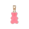 Pink translucent gummy bear pendant with granulated texture and golden clasp - Bear Gold Clasp Pendant / Pink