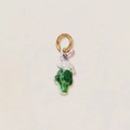Ciondolo coniglietto bianco su broccoli verdi con gancio d'oro per gioielli - Pendente Coniglio Verdura (12)