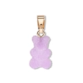 Frosted light purple bear pendant with a polished gold clasp for DIY jewelry - Bear Gold Clasp Pendant / Purple
