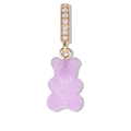 Miniature lavender matte bear pendant charm with gold-plated zircon inlay connector - Bear Gold Rhinestone Clasp Pendant / Purple