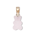 Pink macaron gummy bear pendant in frosted resin with a polished golden metal clasp - Bear Gold Clasp Pendant / White