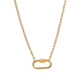 Polished 18K gold plated stainless steel necklace with a carabiner lock pendant - Bead Chain Gold Carabiner Necklace