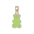 Cute light green gummy bear charm with sugar texture and golden metal clasp for DIY - Bear Gold Clasp Pendant / Green