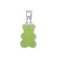 Macaron light green gummy bear pendant with sugary frosted texture and silver loop - Bear Silver Clasp Pendant / Green