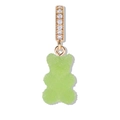 Gummy bear charm with frosted green finish and gold cubic zirconia pavé clasp - Bear Gold Rhinestone Clasp Pendant / Green
