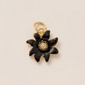 DIY schwarzer Blumenanhänger mit 18K Vergoldung, Zirkonia und Emaille-Finish - Einzelner Anhänger (Ohne Kette) / Schwarze Blume