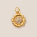 Sonnenblumen-Anhänger mit 18K Goldbeschichtung und weißem Zirkonia-Besatz - Einzelner Anhänger (Ohne Kette) / Sonnenblumen-Stil