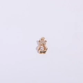 Detail van gouden beer hanger met sprankelende zirkonia en een beweegbare centrale dansende steen - Minuscule Beer Hanger
