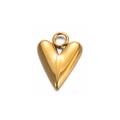 Colgante de corazón dorado pulido para creación de joyas con detalle de espejo - Corazón Puntiagudo
