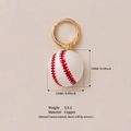 Ohrringe aus goldenem Kupfer mit Baseball-Anhänger und roten Nahtdetails - Nur Anhänger / Baseball Anhänger