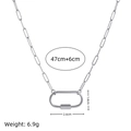 Zilveren roestvrijstalen geboortesteen hanger ketting met karabijnsluiting en maten - Staalkleurige Paperclip Ketting Met Karabijn