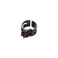 Anillo gótico negro con textura de lava y dos piedras cuadradas de color rojo oscuro - Estilo Caballero Oscuro (6128979343178)