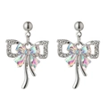 Boucles d'oreilles papillon irisées avec cadre argenté et strass scintillants - Boucles d'Oreilles Papillon Coloré