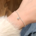 Sparkling silver ankle bracelet with hexagonal pendant and shimmering crystals for women - Bracelet with Rhinestone (JK002) / Silver