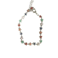 Colorful floral beaded necklace with silver chain and bright enamel flower pendants - Small Flower Bracelet