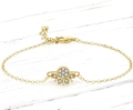 Detail van een gouden armband met zonnehanger, zirkoonstenen en een handige karabijnsluiting - Gouden Zon Armband
