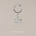 Minimalist silver hollow butterfly keychain with elegant metal wings for bags - Hollow Butterfly-Key Ring