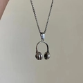 Gepolijste roestvrijstalen hoofdtelefoon hanger ketting voor muziekliefhebbers, zilver design - Koptelefoon Titanium Staal Halsketting