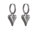 Minimalist silver puffy heart hoop earrings in polished stainless steel for men - Heart Earrings Pair (Silver)