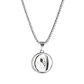 Titanium steel necklace with rotating astronaut pendant and stars on a silver box chain - Rotating Astronaut Necklace