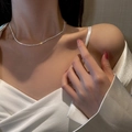 Delicate sparkling silver chain necklace for women worn as a minimalist choker - 35+5cm Necklace (XL314) / Silver