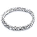 Sparkling silver woven multi-layer necklace with a shimmering textured finish - Gypsophila Ring (JZ050) / Silver