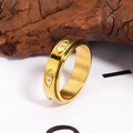Bague rotative en acier inoxydable doré brossé avec motifs d'yeux et pierres en zircon - US 11 / Or Zircon Blanc