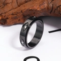 Bague rotative en acier inoxydable avec motif œil de démon et pierres de zircone - US 11 / Noir/Zircone Blanc