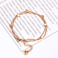 Minimalistisches, roségoldenes zweilagiges Schlangenkettenarmband mit Quadratperlen - Roségold