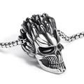 Collar con colgante de calavera gótica punk en acero inoxidable plateado cepillado - Solo Colgante (Sin Cadena)