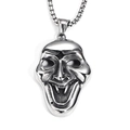 Pendentif masque de clown hip-hop rétro avec dents pointues en acier titane argenté poli - Pendentif uniquement