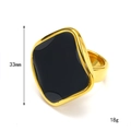 Anello quadrato moderno dorato con inserto nero, altezza 33 mm e peso 18 g per donna - US 7 / Oro / Conchiglia Nera