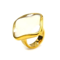 Anello geometrico moderno placcato oro con intarsio rettangolare in conchiglia bianca - US 6 / Oro Conchiglia Bianca
