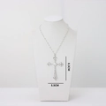 Vintage Y2K style cross necklace with white faux pearls and rhinestone pendant - Necklace / White Cross Necklace