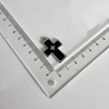 Silver titanium steel cross pendant necklace with black oil drop finish and size measurement - Pendant Only (Without Keychain) / Black