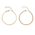 Detail of gold-plated herringbone and curb chains with lobster clasps and extenders - Double Layer Snake Chain / Gold