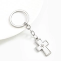 Portachiavi doppia croce in lega d'argento con smalto bianco per borse e chiavi - Portachiavi / Bianco