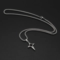 Minimalistische roestvrijstalen sterrenketting met boxschakel op zwarte achtergrond - Sterrenketting (Drakenbotketting)